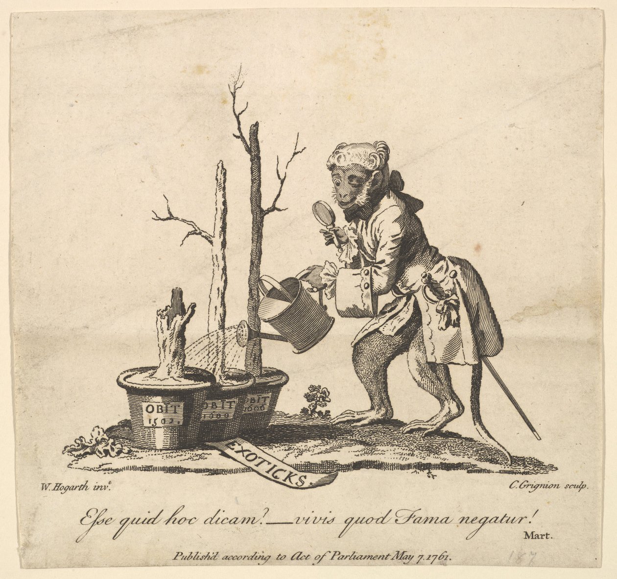 Halestykke til kataloget over billeder udstillet i Spring Garden, 7. maj 1761. af Charles Grignion