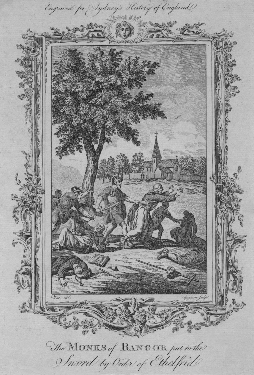 Munkene fra Bangor satte Sværdet efter Ethelfrids Ordre, 1773. af Charles Grignion