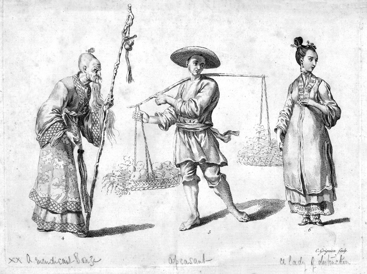 Tre kinesiske figurer, 1700-tallet af Charles Grignion