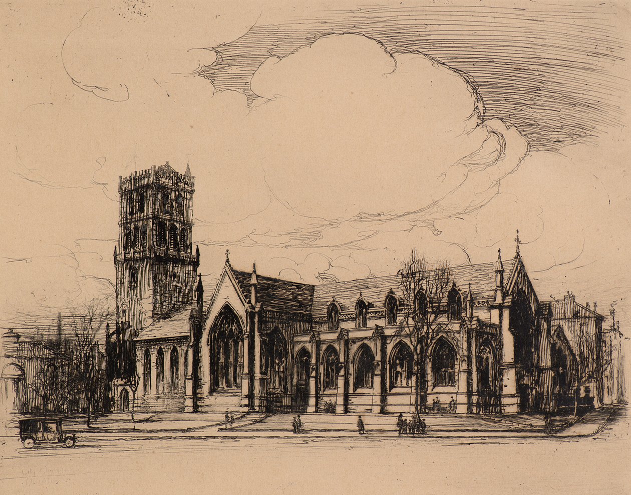 City Churches, Dundee (radering) af Charles Gustav Louis Phillips