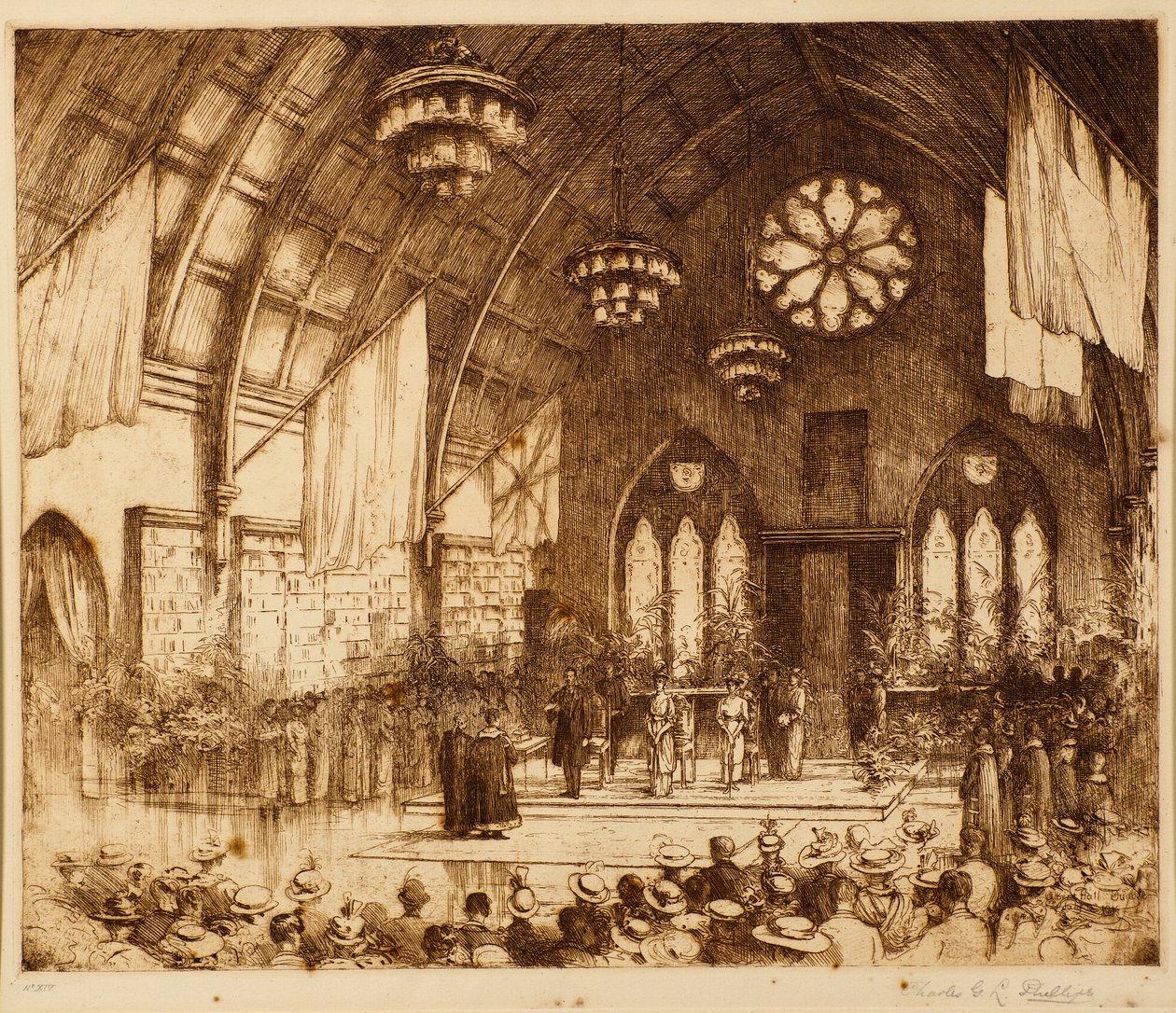 Kongeligt besøg i Dundee 1914 - Reception i Albert Hall af Charles Gustav Louis Phillips
