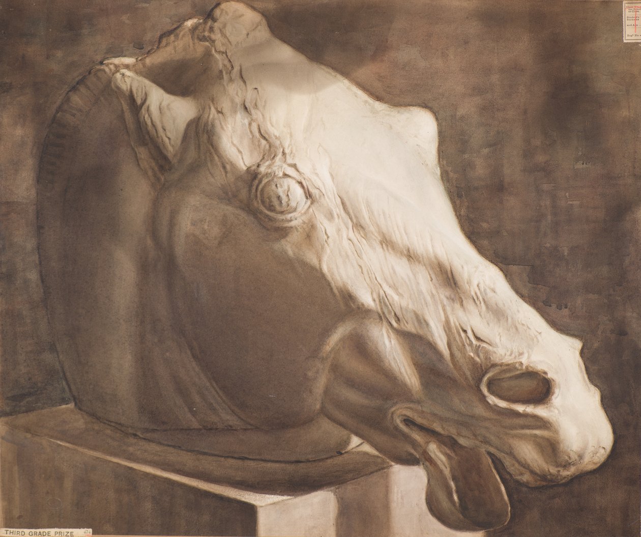 Studie - Hestehoved fra Parthenon af Charles Gustav Louis Phillips