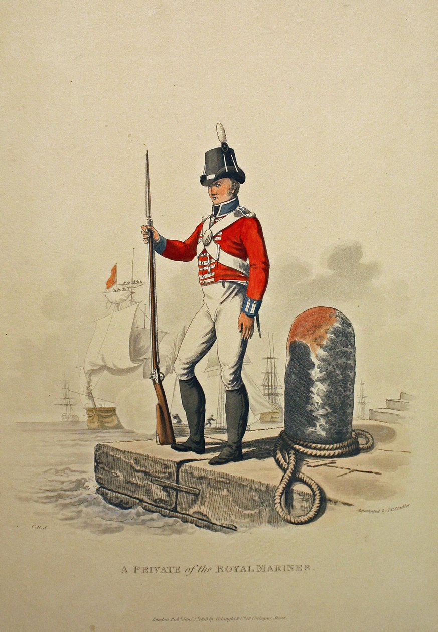 A Private of the Royal Marines, graveret af Joseph Constantine Stadler, udgivet 1815 (akvatint) af Charles Hamilton Smith
