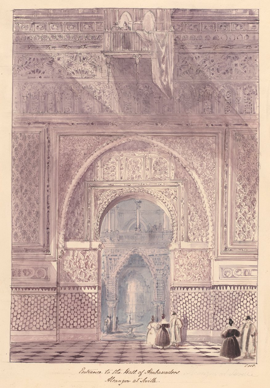 Indgang til Hall of Ambassadors, Alcazar i Sevilla af Charles Hamilton Smith