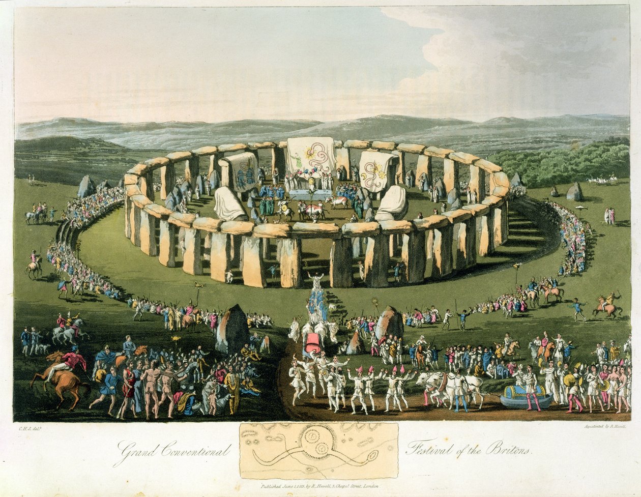 Grand Conventional Festival of the Brits, aquatinted og pub. af Robert Havell (1769-1832) 1815 (akvatint) af Charles Hamilton Smith