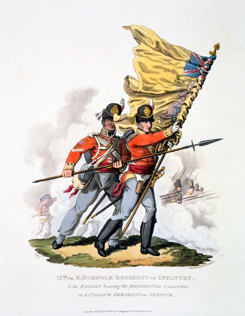 Uniform und Colours of the 9th or East Norfolk Regiment of Infantry, fra 