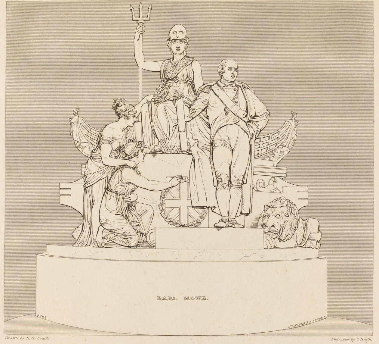 Monument til Earl Howe af Charles Heath after Henry Corbould after John Flaxman