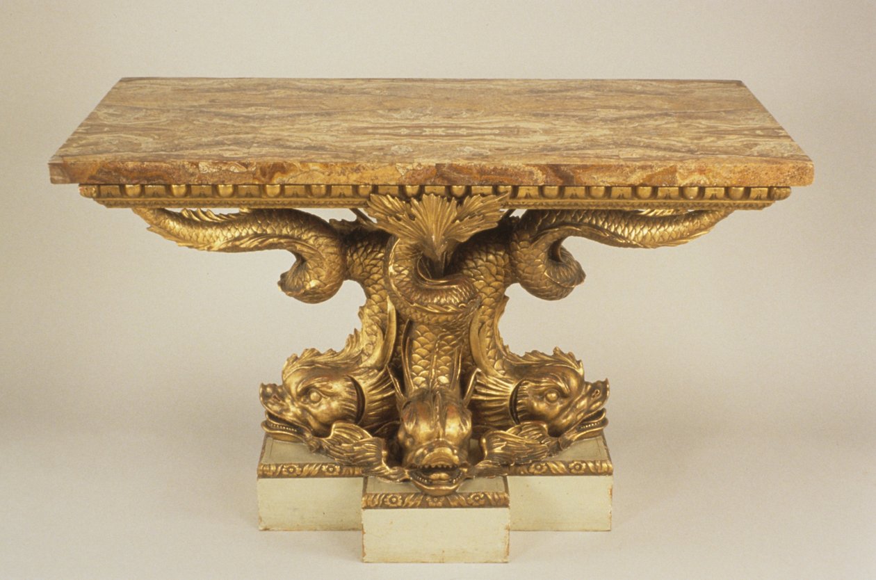 Konsolbord, tilskrevet Marsh & Tatham, ca. 1805 (træ, pakkeforgyldt og jaspis) af Charles Heathcote attr.to Tatham