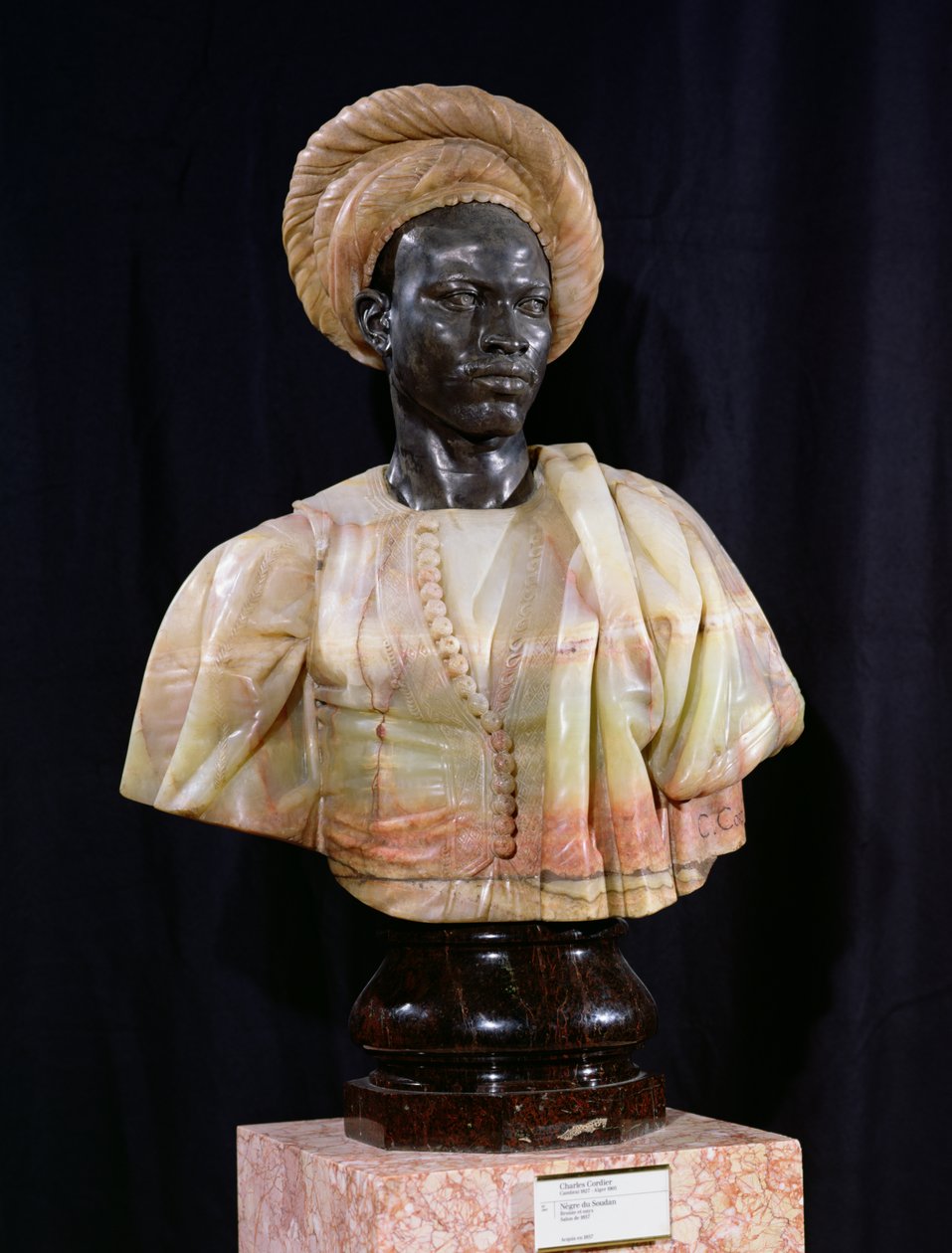Buste af en sudanesisk mand, 1857 (onyx og bronze) af Charles Henri Joseph Cordier