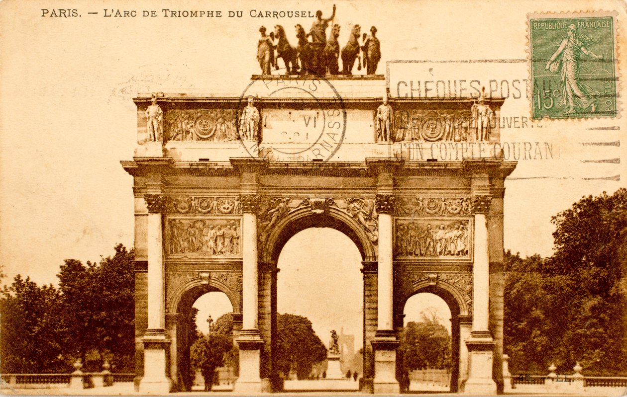 Postkort/Arc de Triomphe du Carrousel/Paris/Seine/Ile de France/Frankrig af Augustus Kollner
