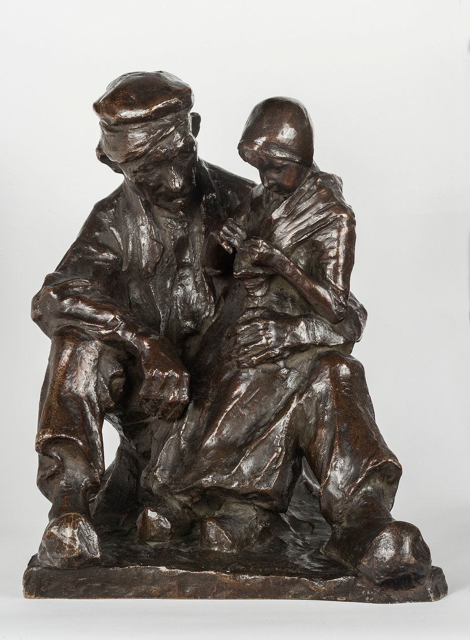 Bedstefar og barnebarn bronze af Charles Henri Marie van Wijk