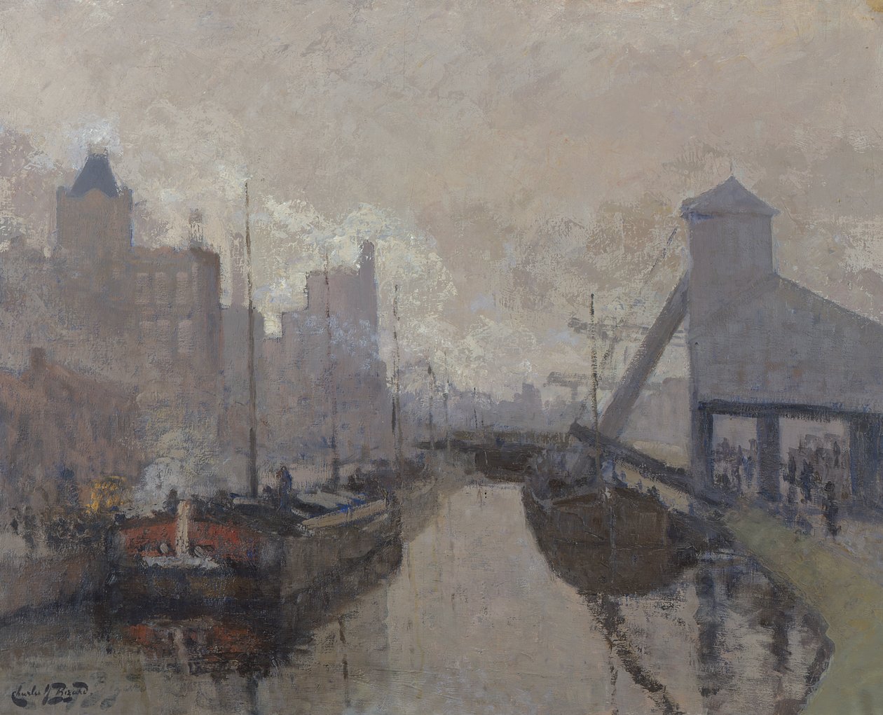 Canal de Roubaix, ca. 1910 (olie på lærred) af Charles Henry Bizard
