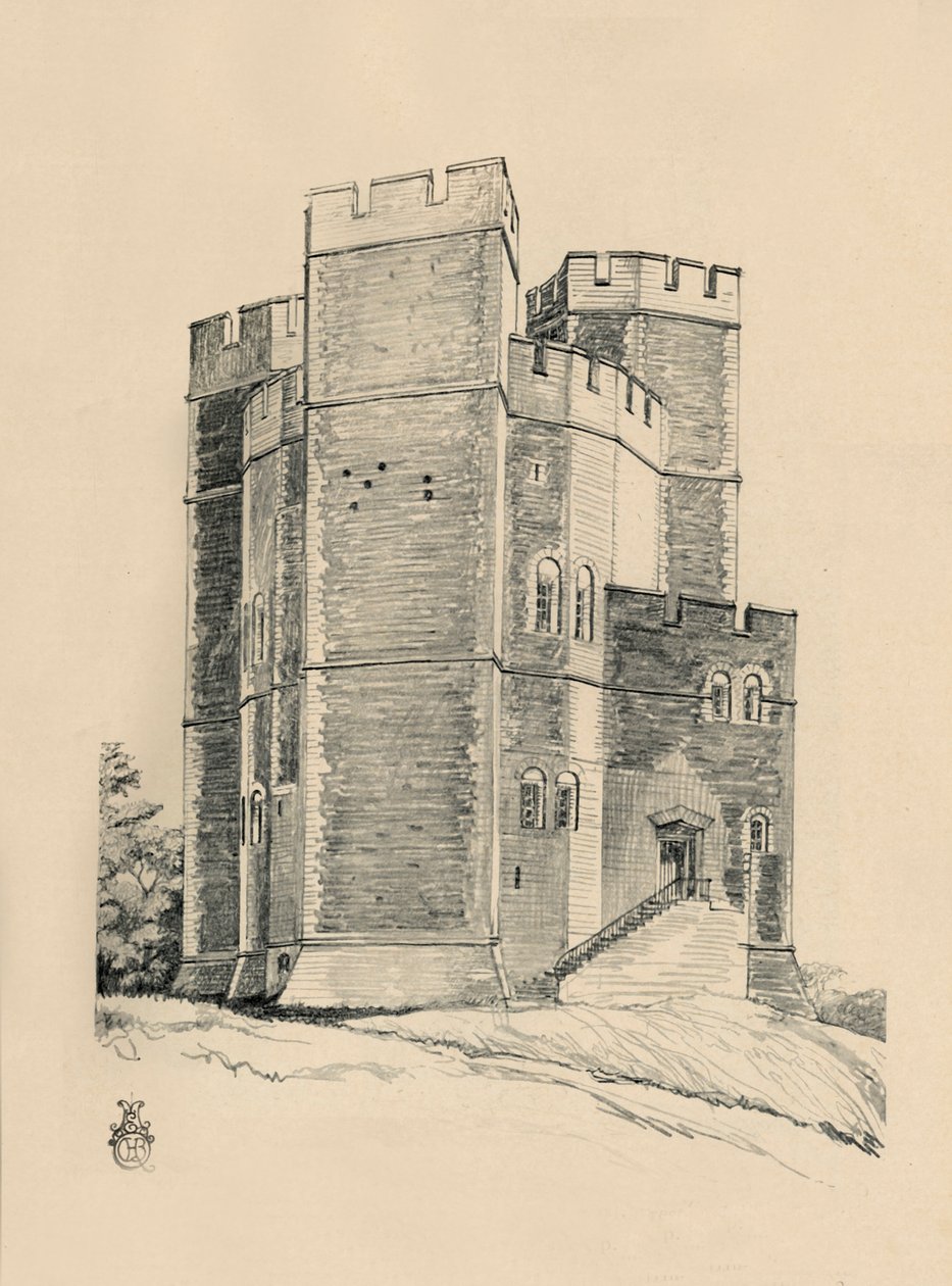 Ydre af Orford Castle, Suffolk the Battlements restaureret, 1931 af Charles Henry Bourne Quennell