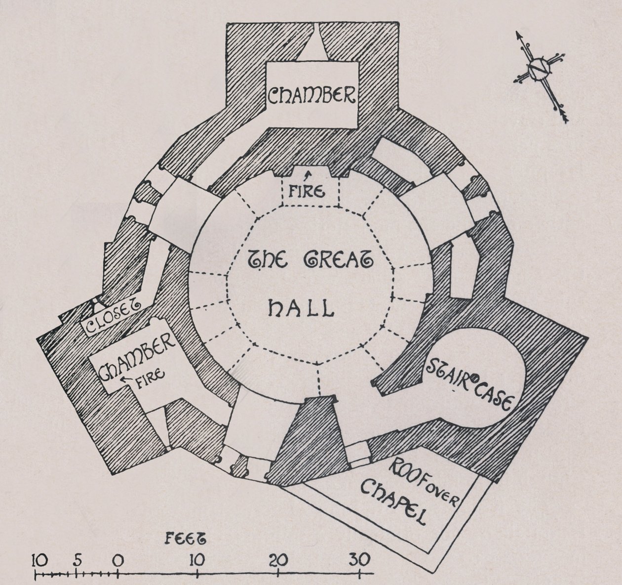 Orford Castle, Suffolk. Fra Mr. Cautleys plan, 1931 af Charles Henry Bourne Quennell