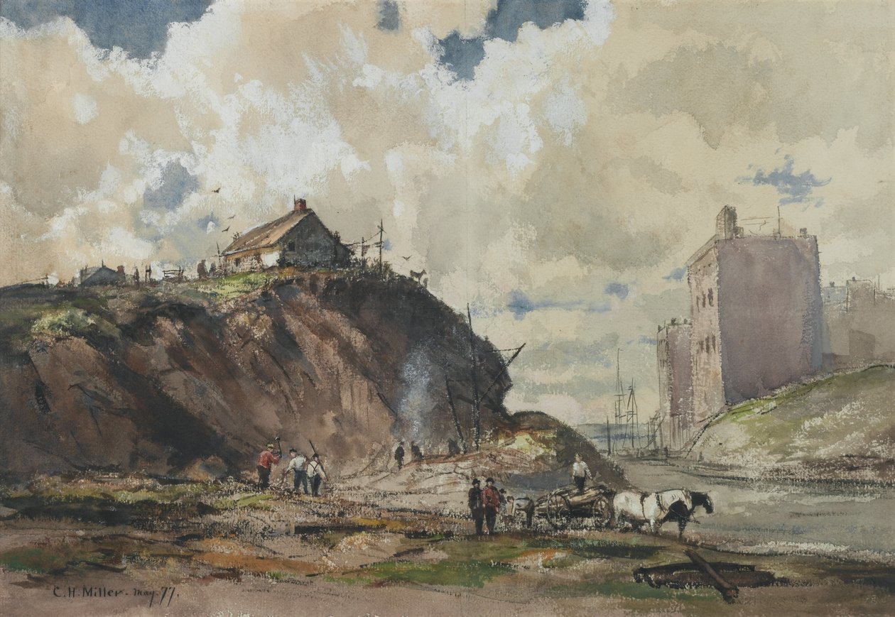 The Way the City is Built, 1877 (wc på papir) af Charles Henry Miller