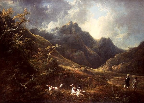 Skydning over hunde (olie på lærred) af Charles Henry Schwanfelder