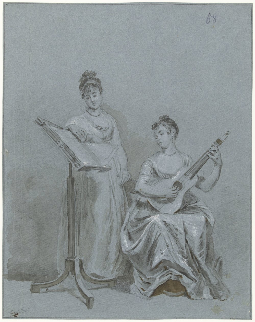 To damer laver musik To musikskabende damer af Charles Howard Hodges