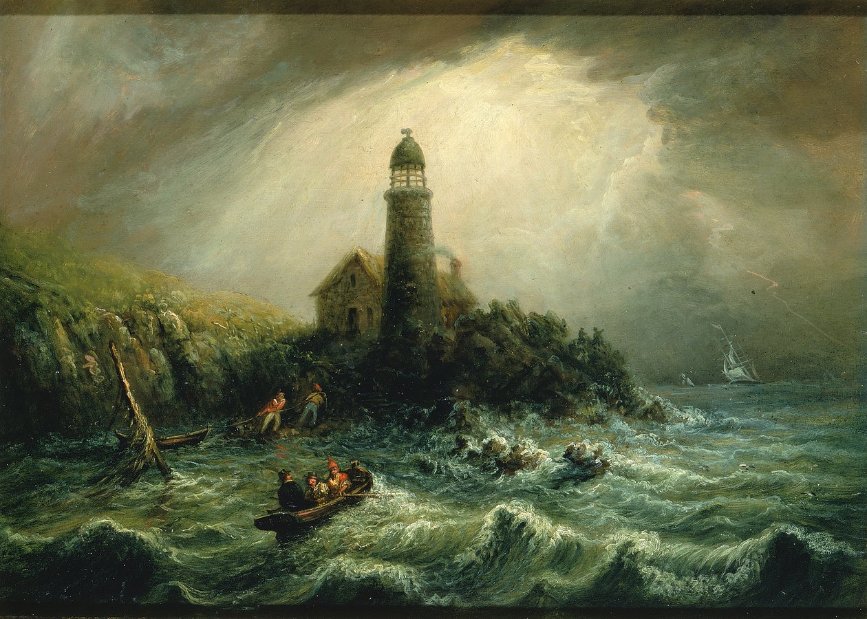 Havudsigt over Cape Poge Fyrtårn, ca. 1840-1849. af Charles Hubbard