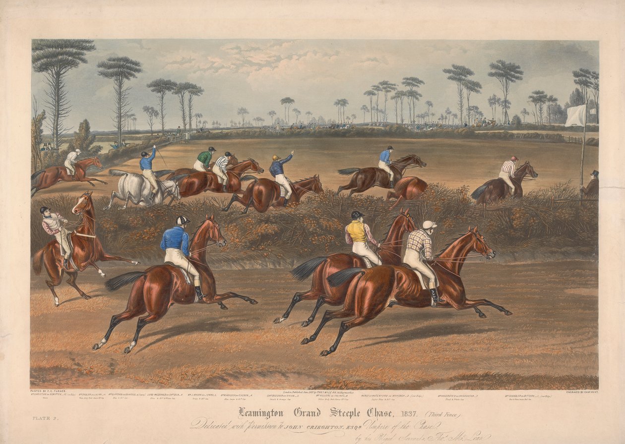 En af et sæt på fire: Leamington Grand Steeple Chase ... 1837. Plade 2. Mr. Christian på Scripton ... af Charles Hunt