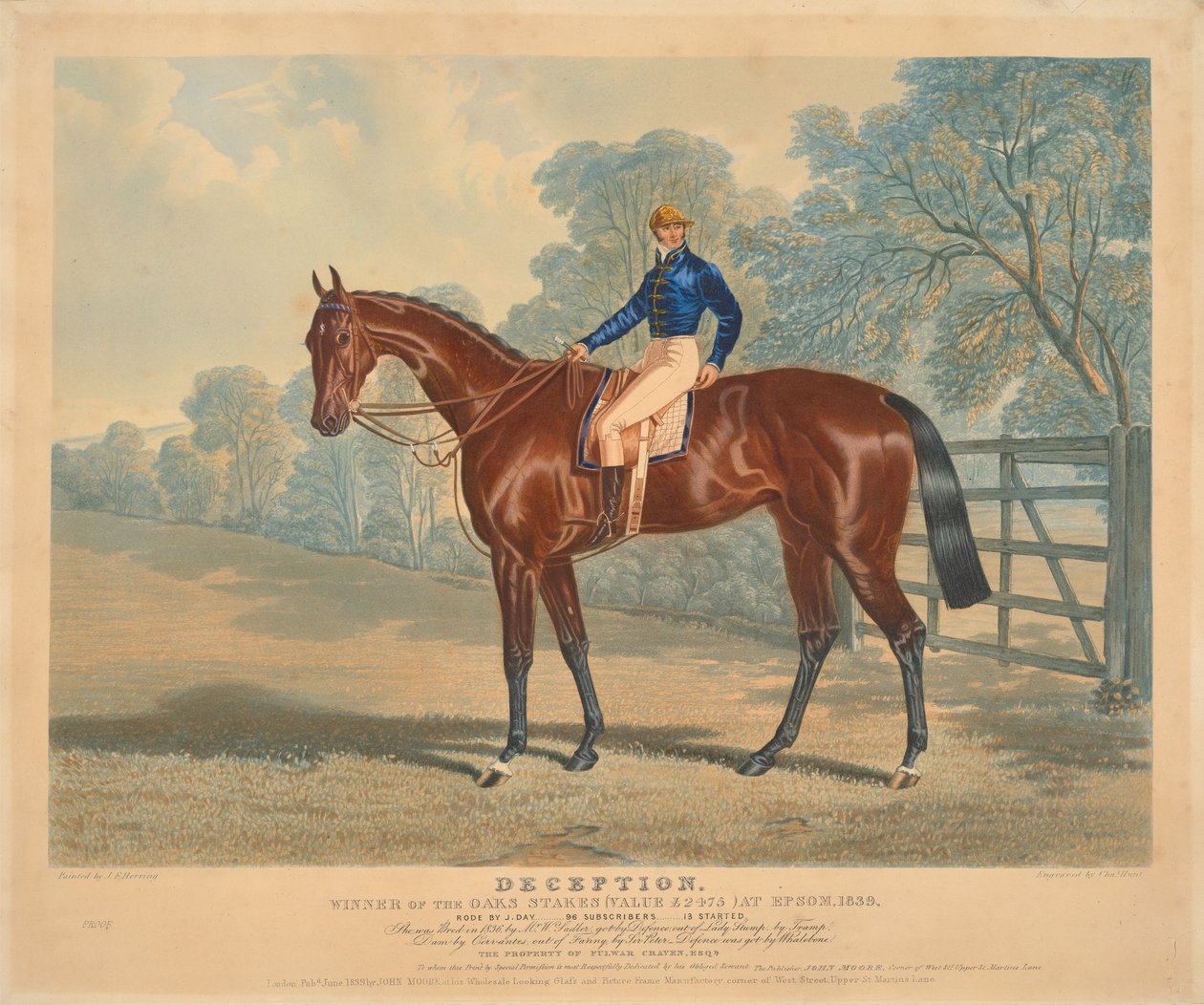 [Rennen]: "Deception", Gewinner der Oaks Stakes in Epsom, 1839, geritten von J. Day af Charles Hunt