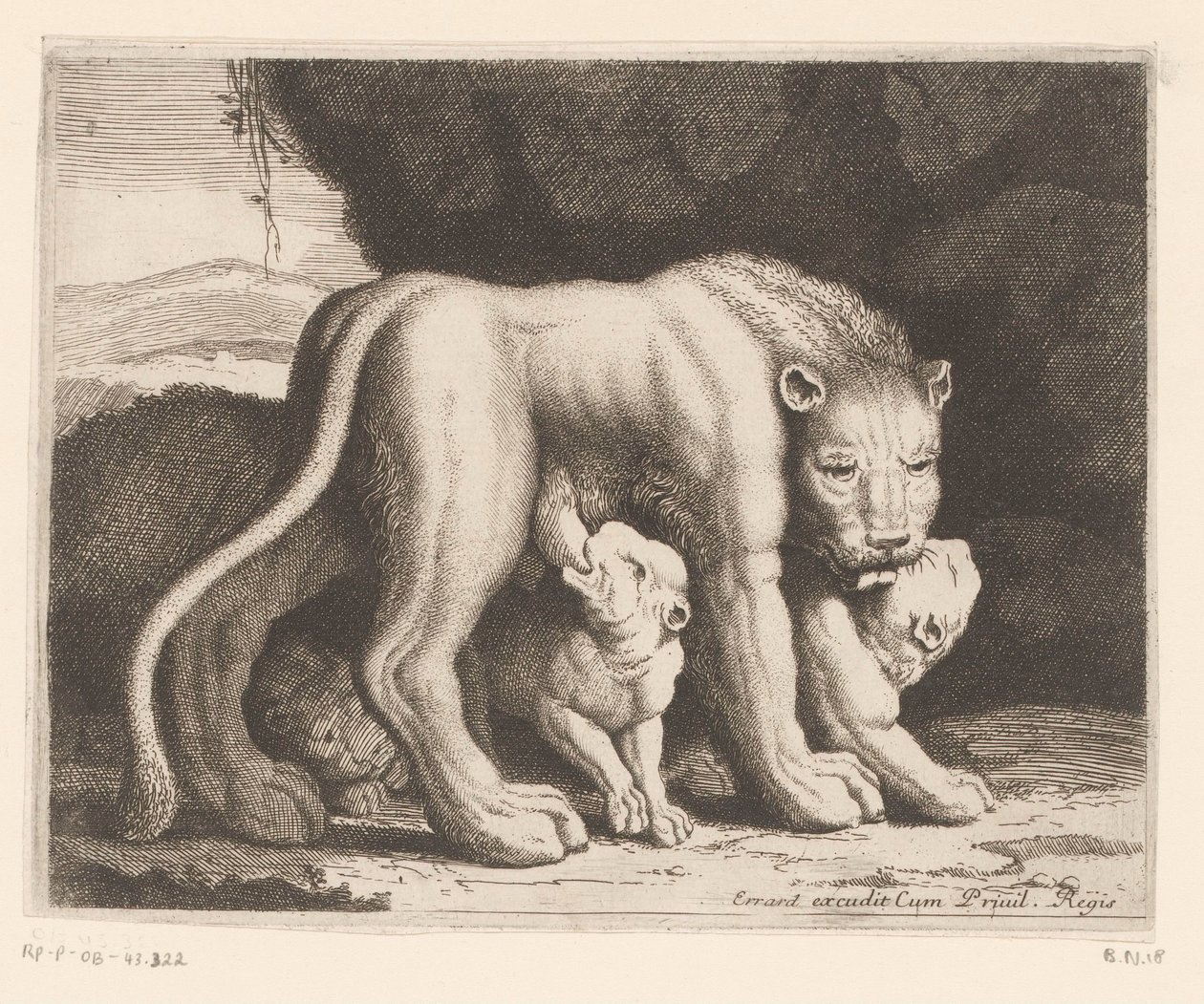 ammende løvinde Dyreserie (serietitel) af Charles II Errard (attributed to)