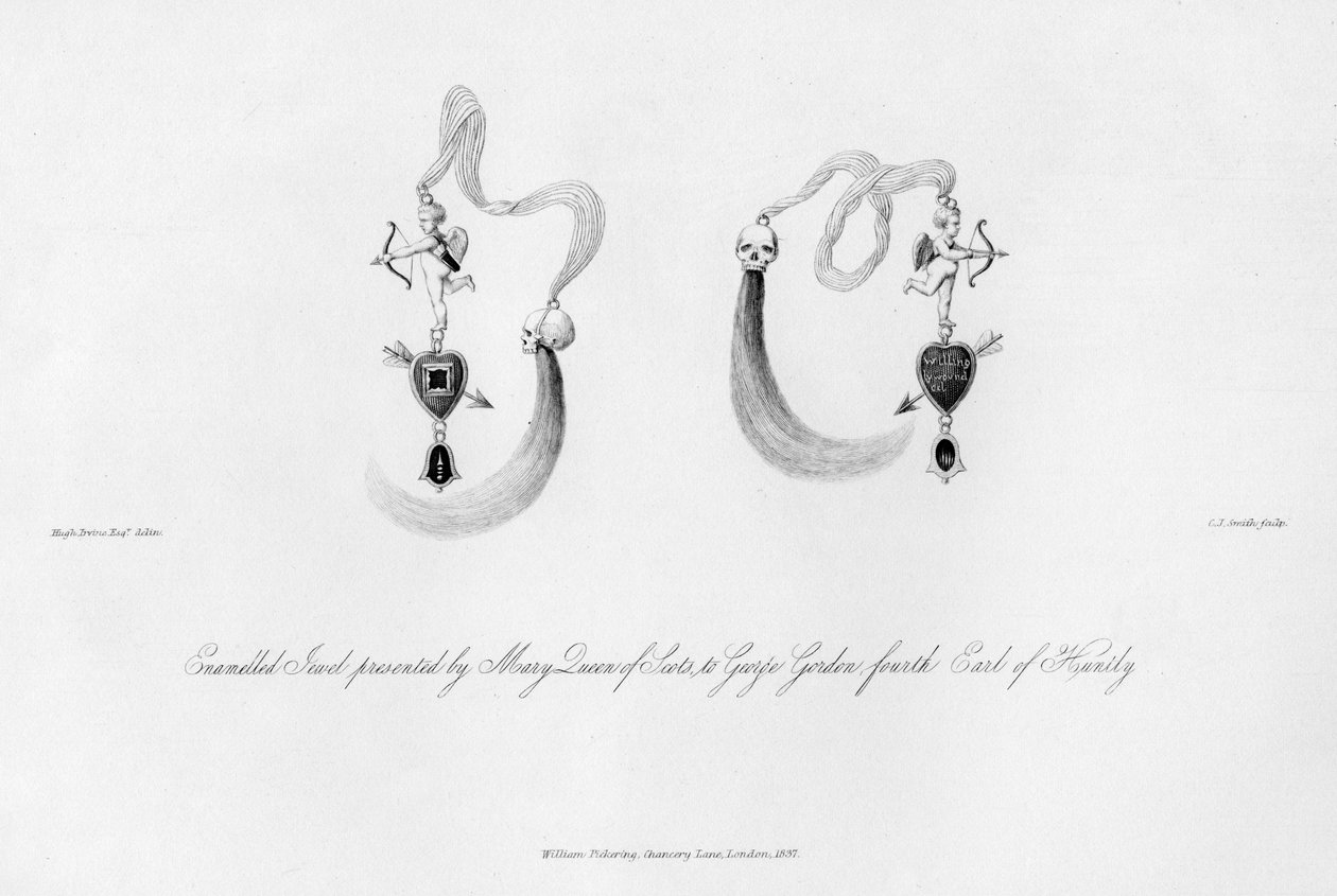 Emaljeret juvel præsenteret af Mary Queen of Scots, til George Gordon, 1500-tallet, 1840. af Charles J. Smith