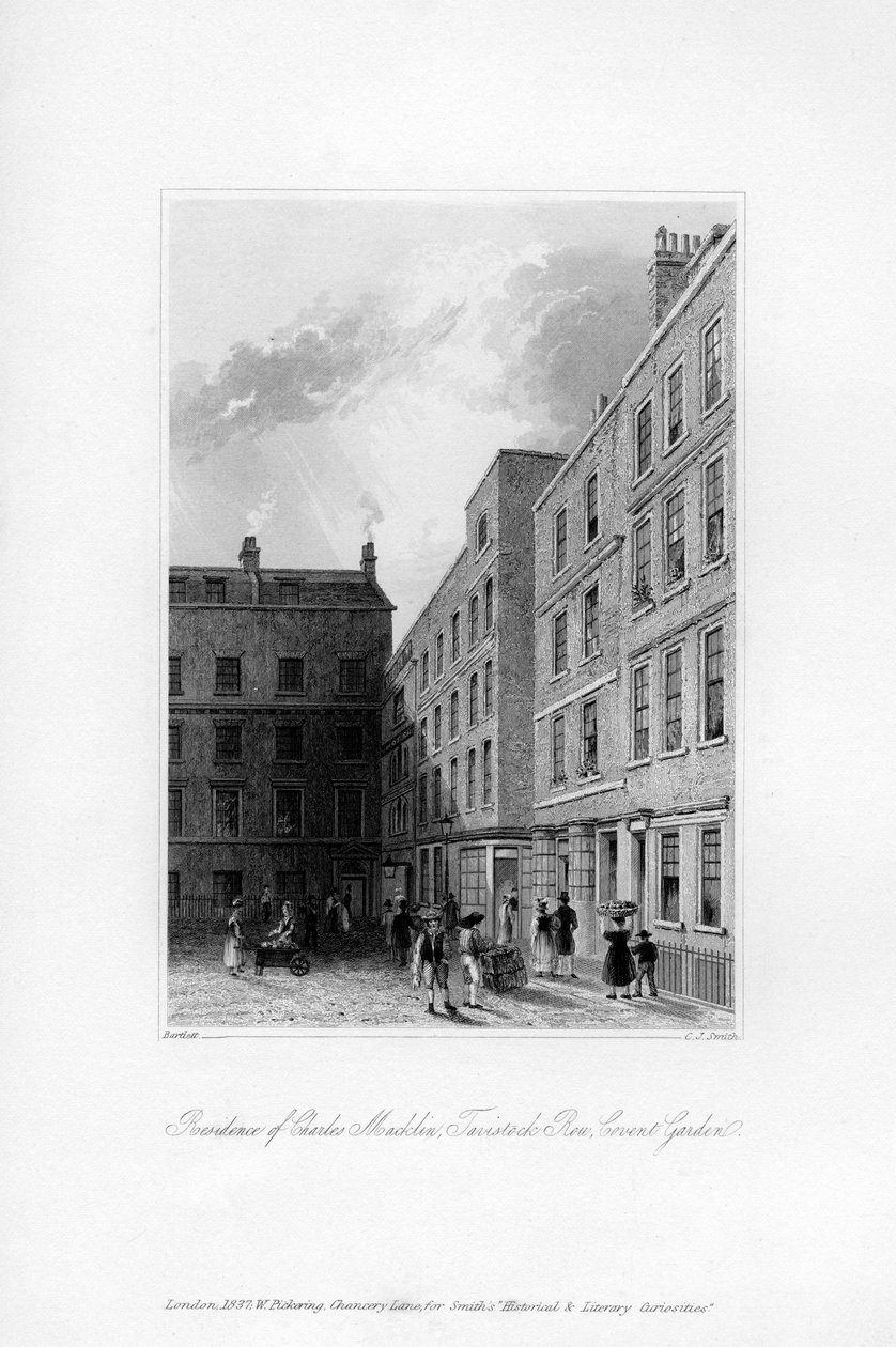 Ydersiden af Charles Macklins sidste bolig, Tavistock Row, Covent Garden, 1840. af Charles J. Smith
