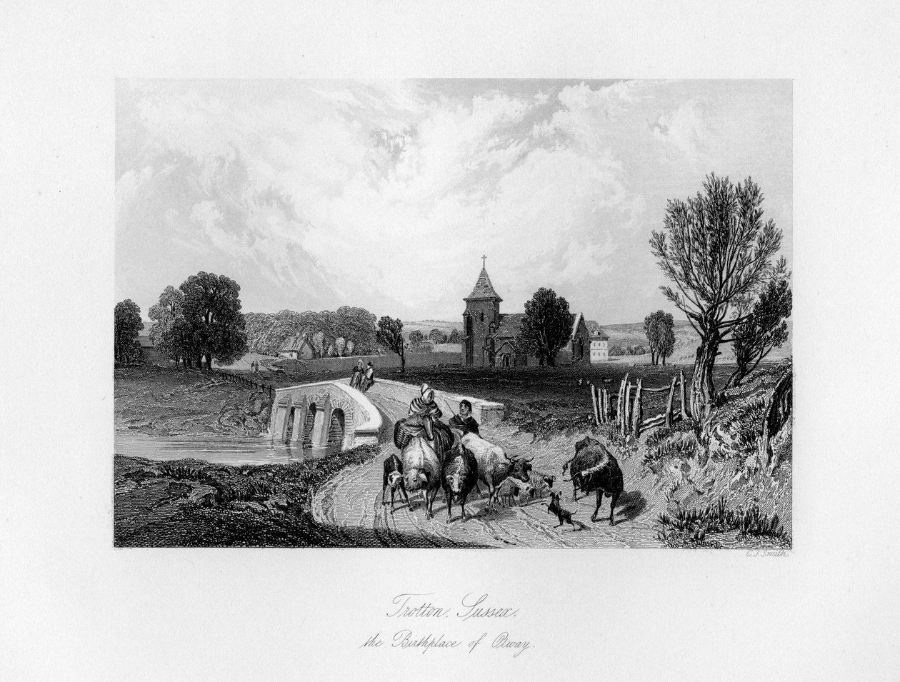 Trotton, Sussex, fødestedet for Otway, 1840 af Charles J. Smith