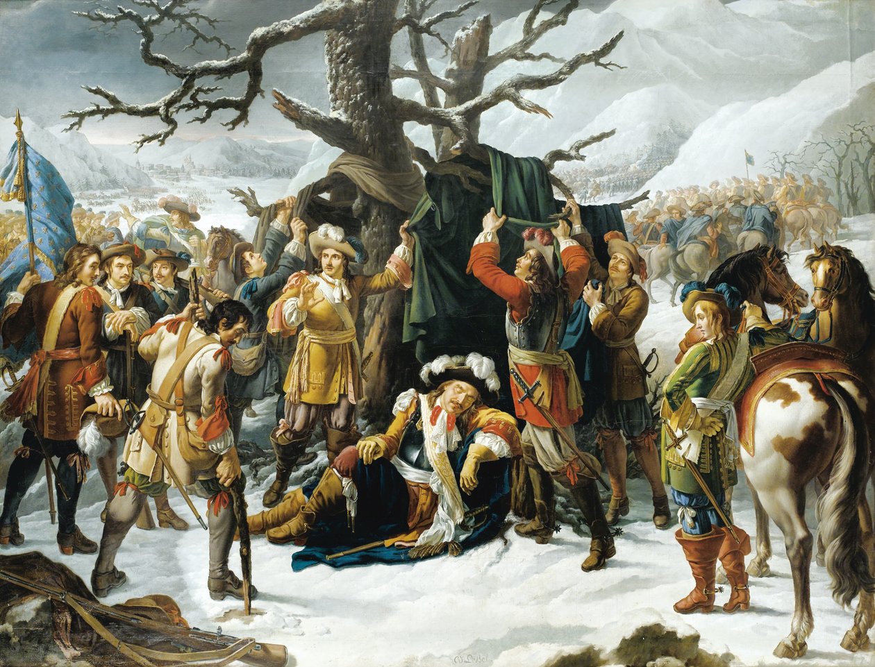 Maréchal de Turenne sover aftenen før slaget ved Turckheim af Charles Jacques Lebel