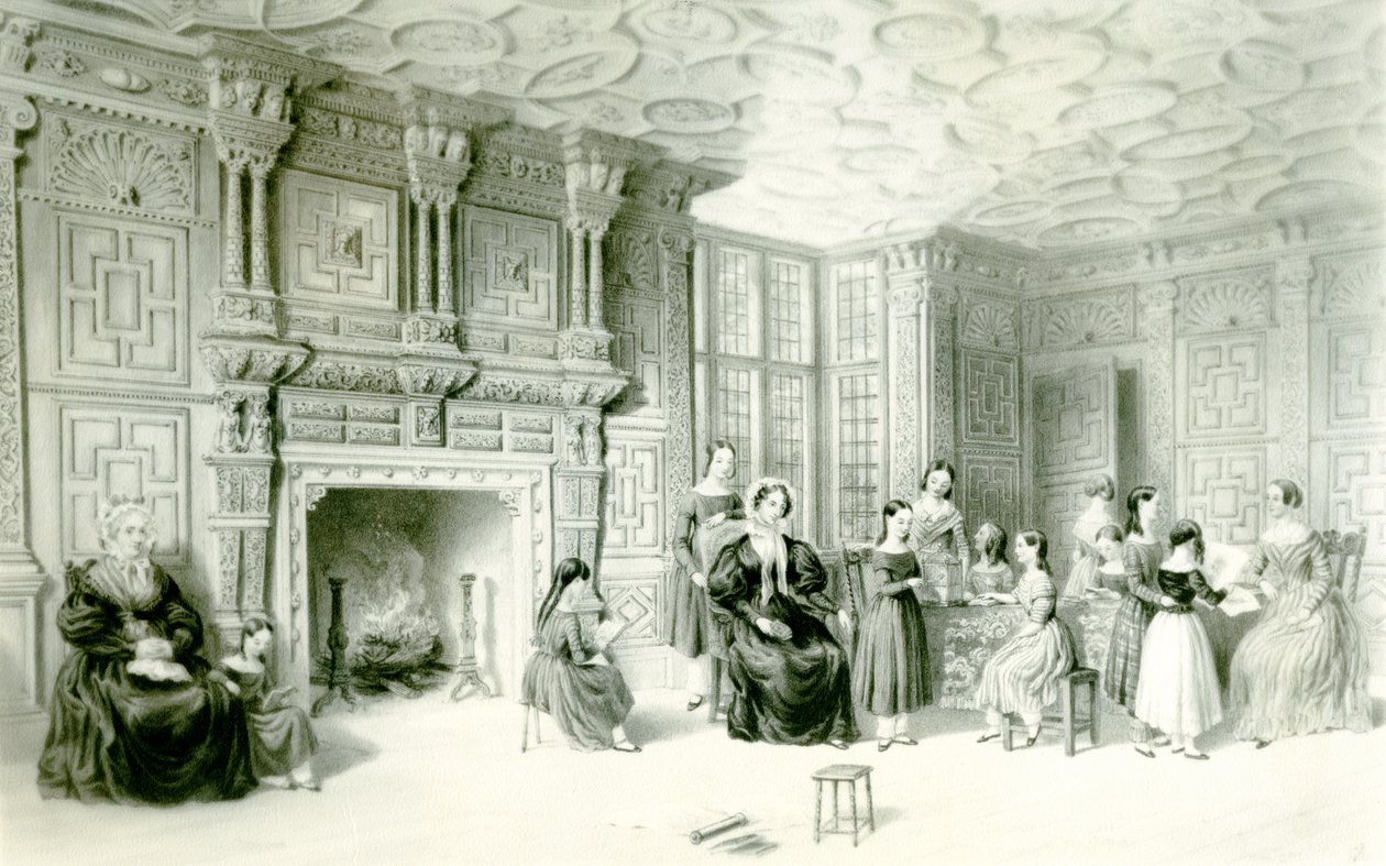 Skolestuen i Campden House, ca. 1840 (gravering) af Charles James Richardson