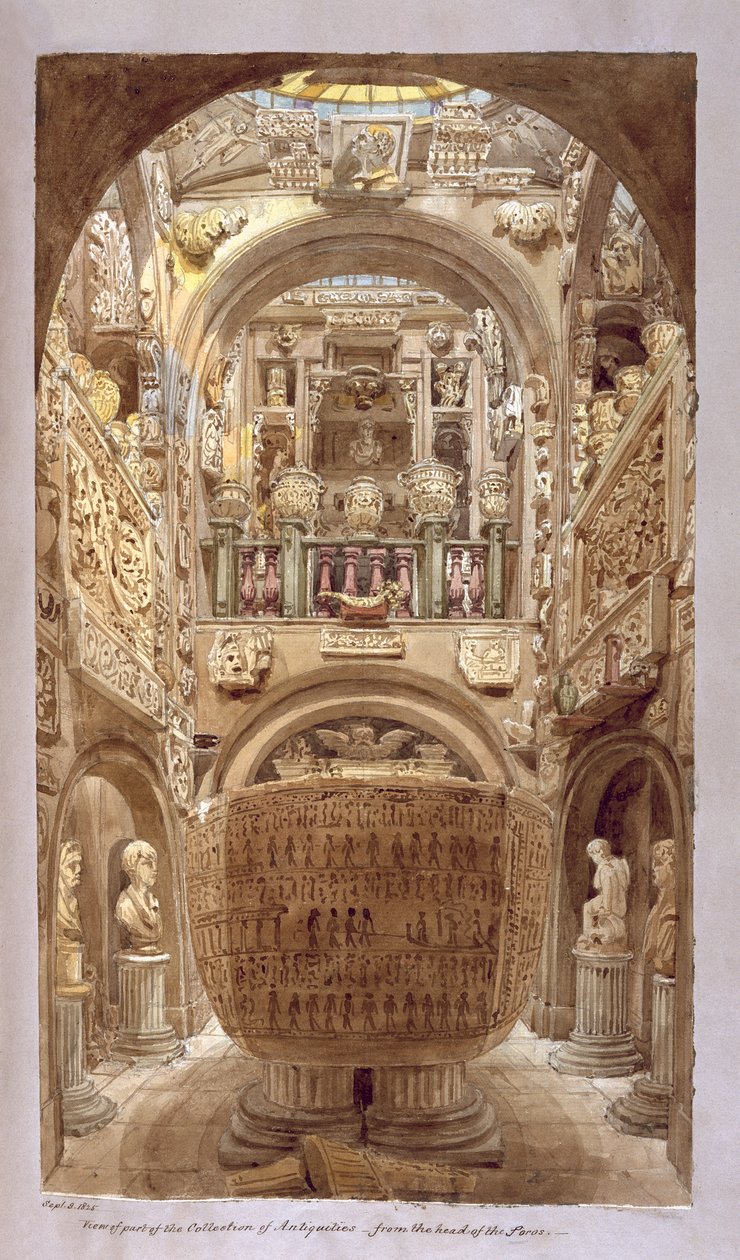 Udsigt over en del af Oldsagssamlingen, 9. september 1825 af Charles James Richardson