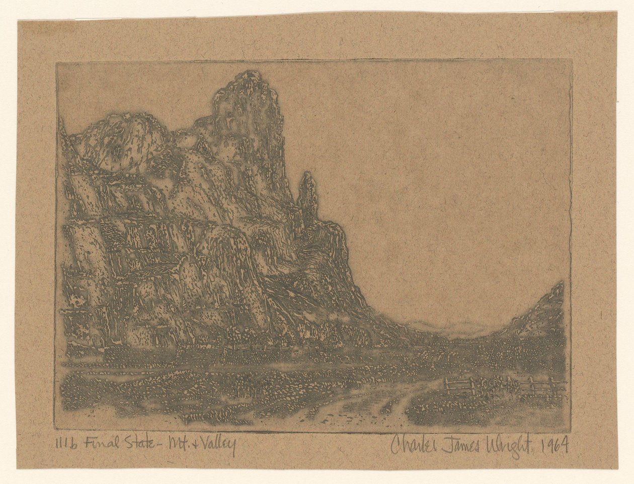 Landskab med stejl klippe af Charles James Wright (signed by artist)