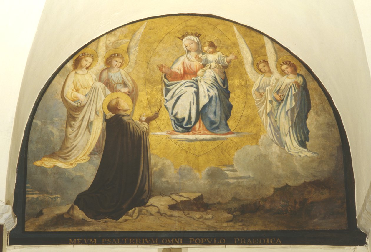 Jomfru leverer rosenkrans til San Damiano af Charles Jean Baptiste Besson