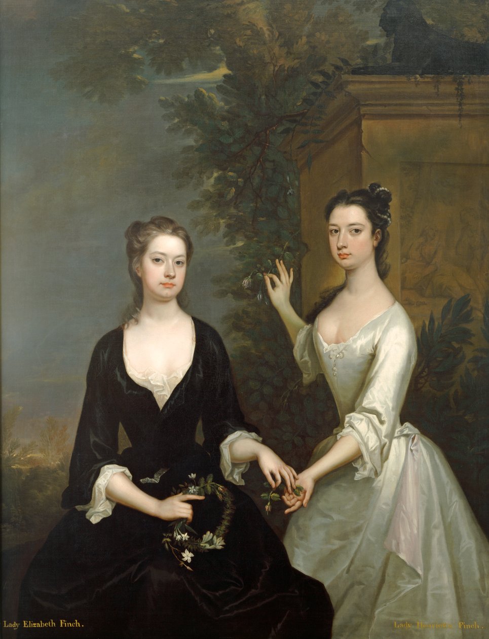 Lady Henrietta og Lady Elizabeth Finch, ca. 1732 (olie på lærred) af Charles Jervas