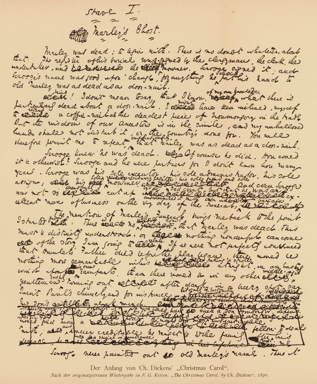 Manuskript til A Christmas Carol af Charles Dickens (litografi) af Charles John Huffam Dickens