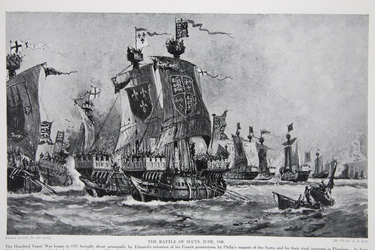 Slaget ved Sluys, 24. juni 1340, illustration fra 