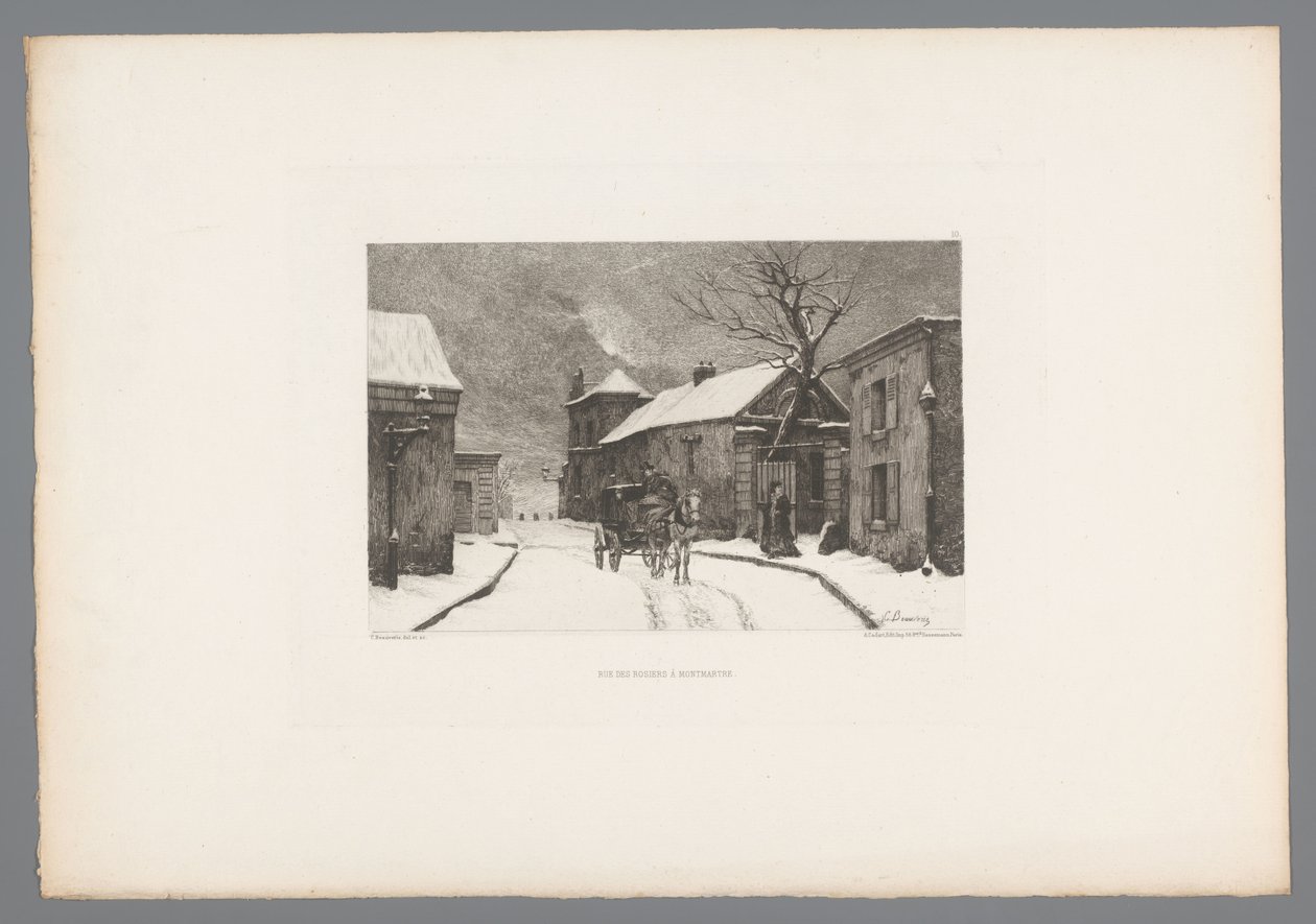 Gezicht op de Rue des Rosiers i Montmartre Rue des Rosiers i Montmartre (titel på objektet) Frankrig etsen uit 1875 (serietitel) Radering i 1875 (serietitel) af Charles Joseph Beauverie