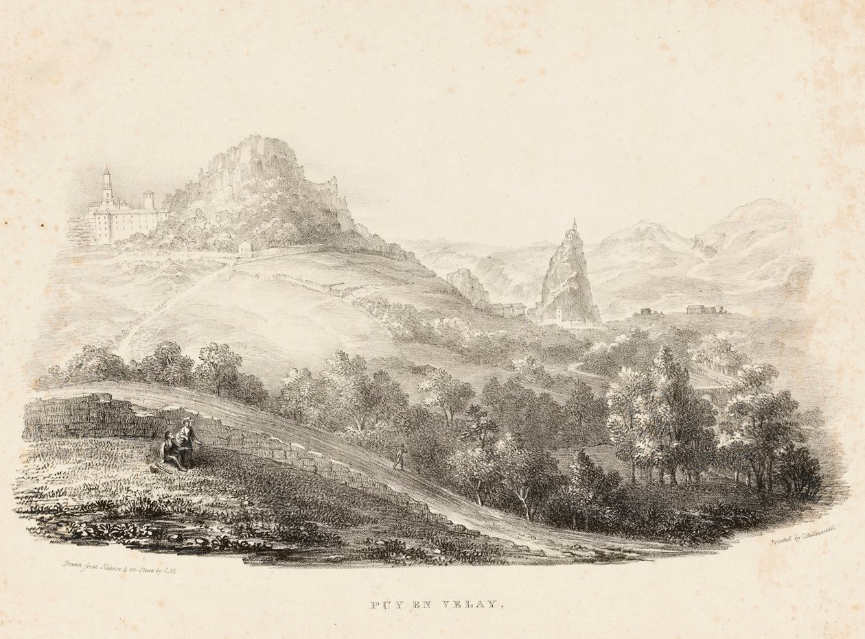 Puy en Velay (litografi) af Charles Joseph Hullmandel