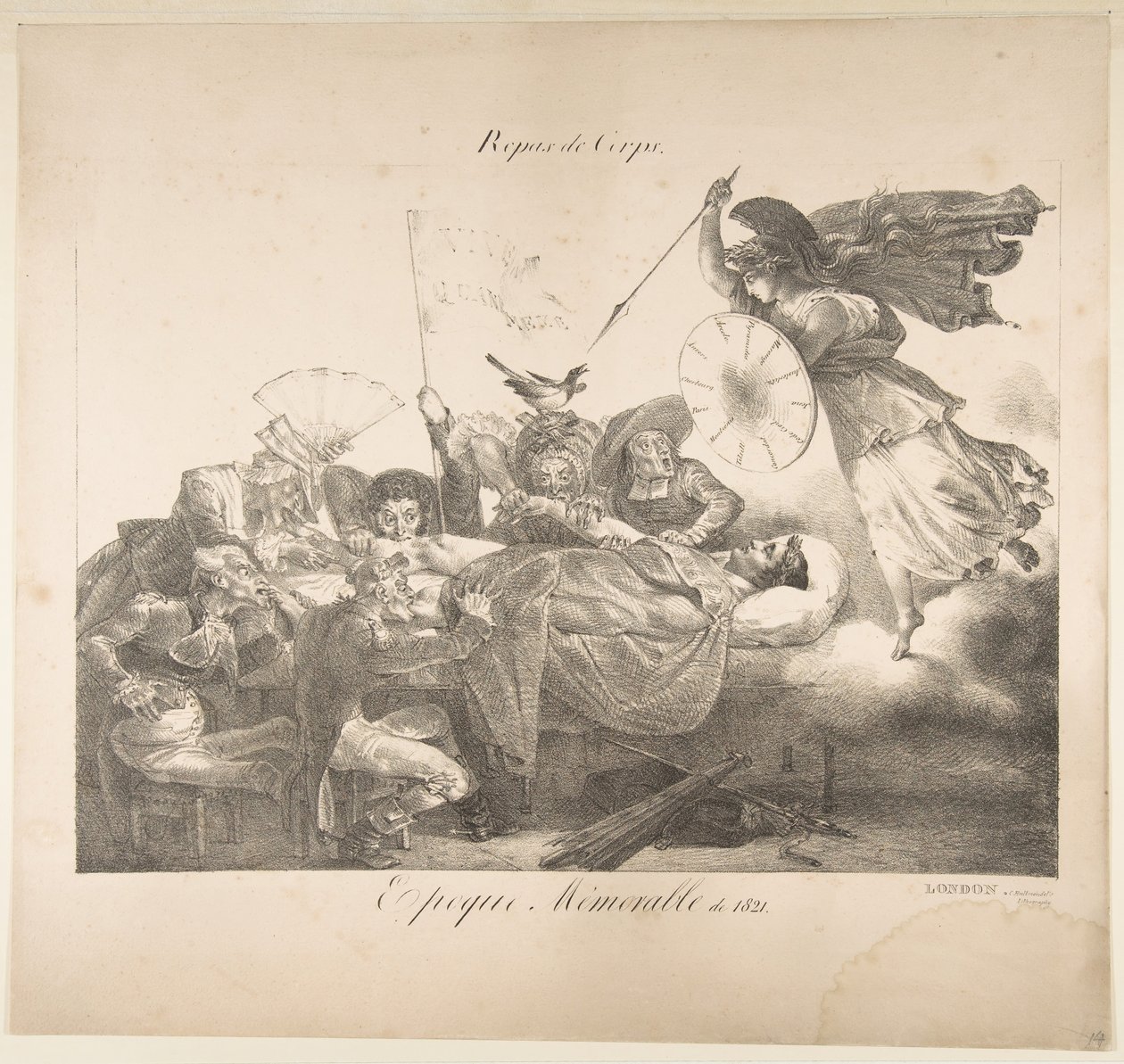 Kropsmåltider. Mindeværdig æra af 1821, 1821. af Charles Joseph Hullmandel