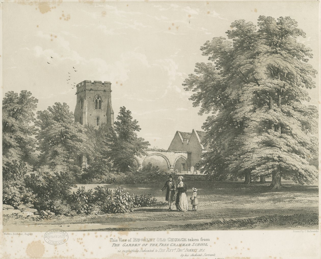 Rugeley kirke af Charles Joseph Hullmandel