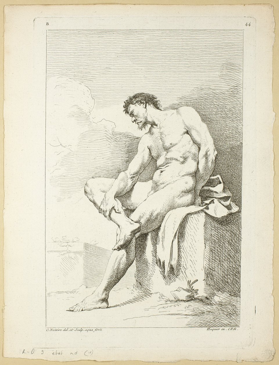 Figur, fra Anden bog med figurer af akademier indgraveret til dels af professorerne fra Det Kongelige Akademi af Charles Joseph Natoire
