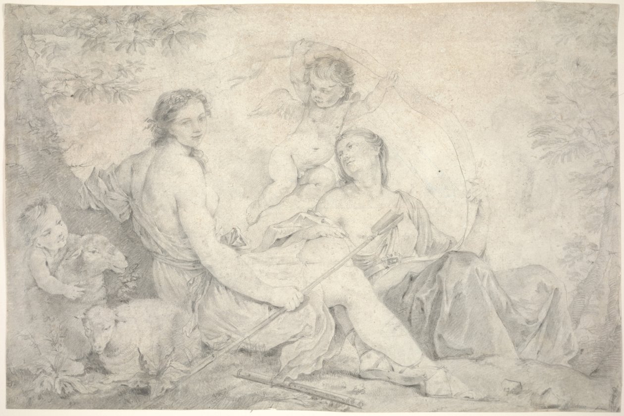 Hestia i et mytisk landskab, ca. 1760 (grafit på vellum) af Charles Joseph Natoire