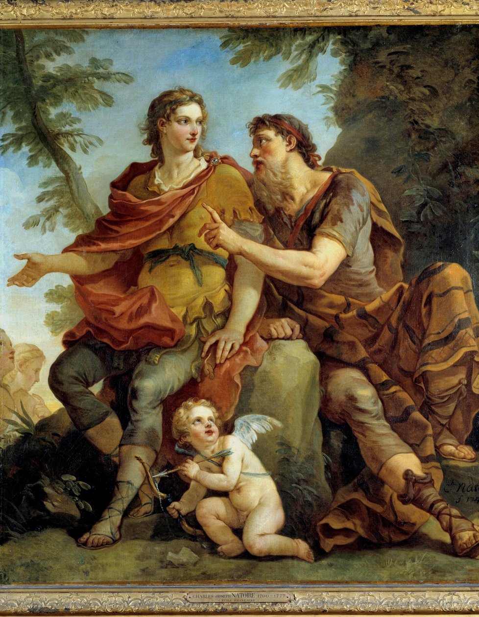 Telemaques historie "" Telemaque lyt til rådene fra Mentor"". Maleri af Charles Joseph Natoire (Charles-Joseph Natoire af Charles Joseph Natoire