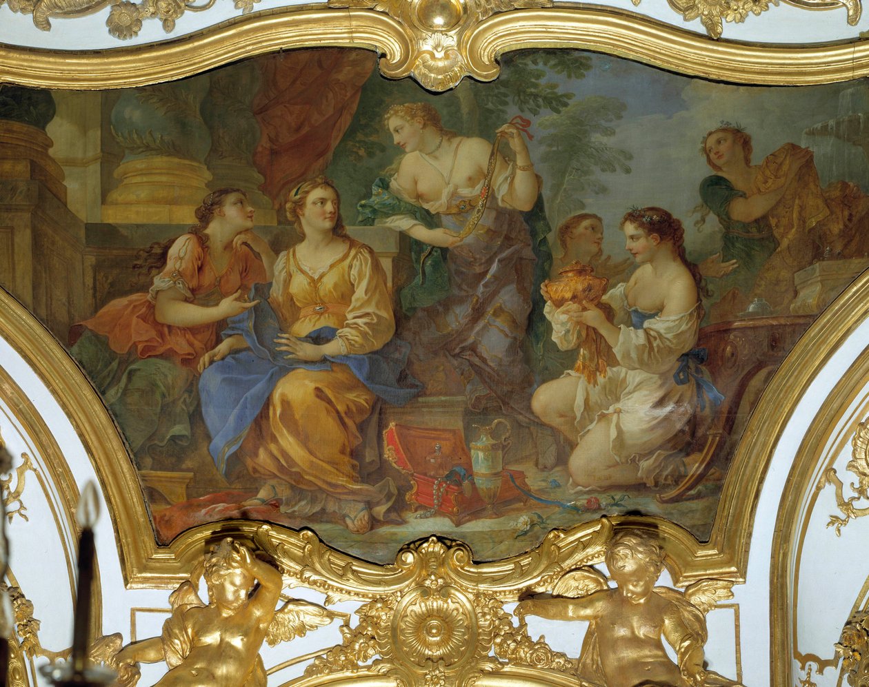 Psyche viser sine tresors til sine søstre Loftsmaleri af Charles Joseph Natoire (Charles-Joseph Natoire af Charles Joseph Natoire