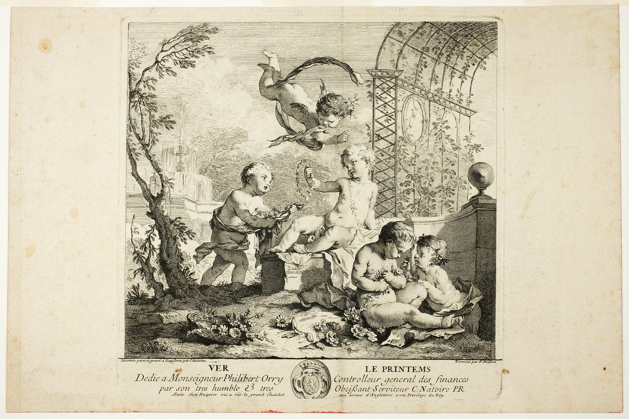 Spring, tallerken en fra The Four Seasons af Charles Joseph Natoire
