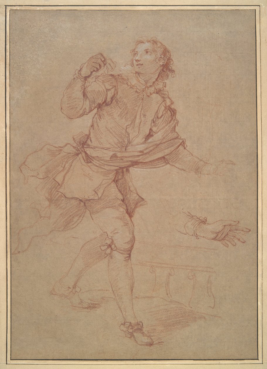 Studie af en ung mand, studie til gobelin, Sancho af Charles Joseph Natoire