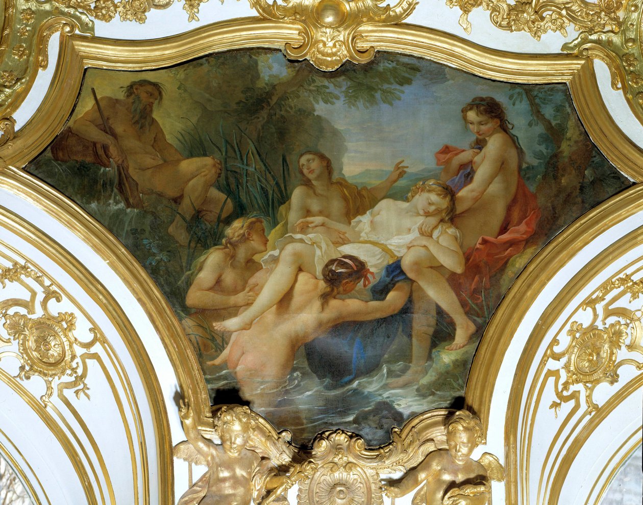 The Nymphs Retracting the Body of Psyche Loftmaleri af Charles Joseph Natoire (Charles-Joseph Natoire af Charles Joseph Natoire