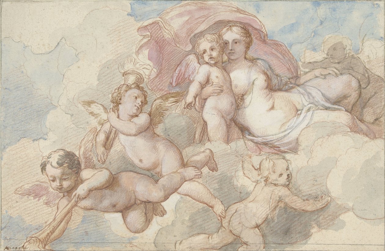 Venus med Amor og Putti af Charles Joseph Natoire