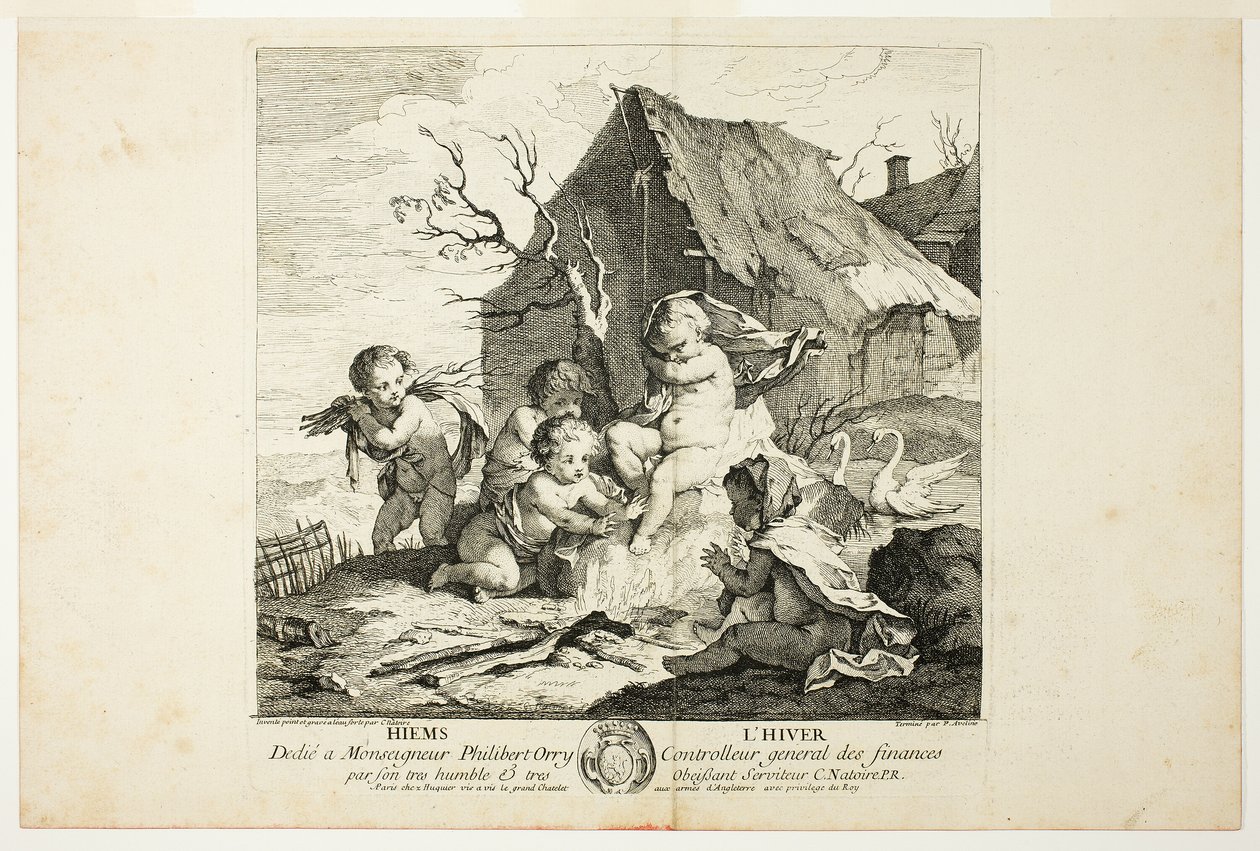 Vinter, tallerken fire fra The Four Seasons af Charles Joseph Natoire