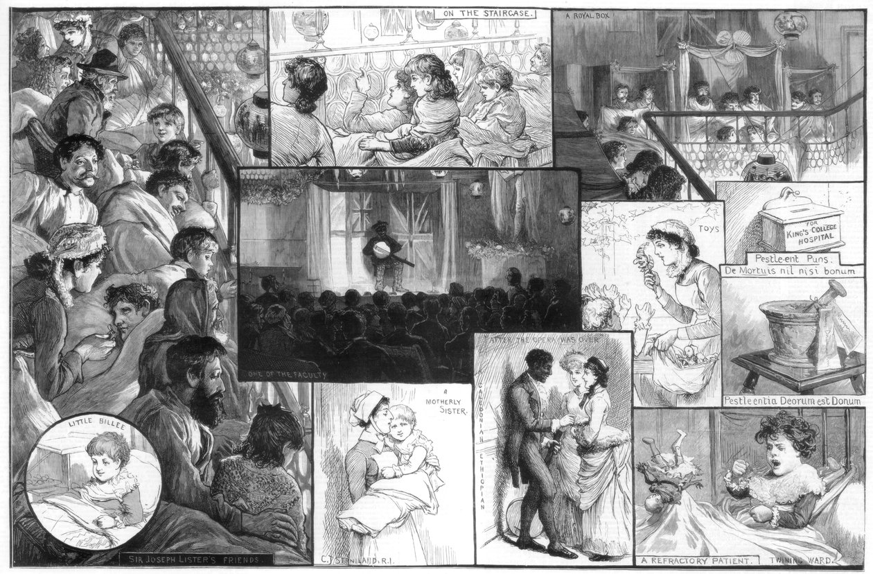 En underholdning på Kings College Hospital, 1885. af Charles Joseph Staniland